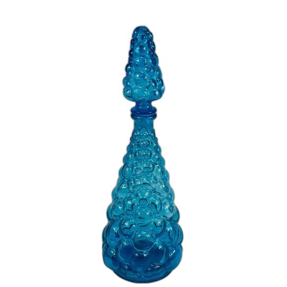 Italian Mid Century Electric Blue Grape Decanter w/ Stopper Made in Italy MCM - Picture 1 of 6